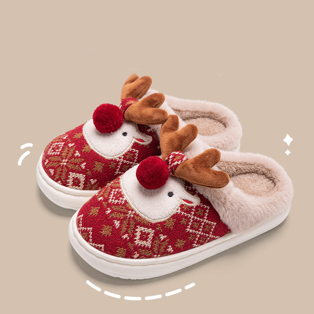 Chaussons Renne de Noël Mignon