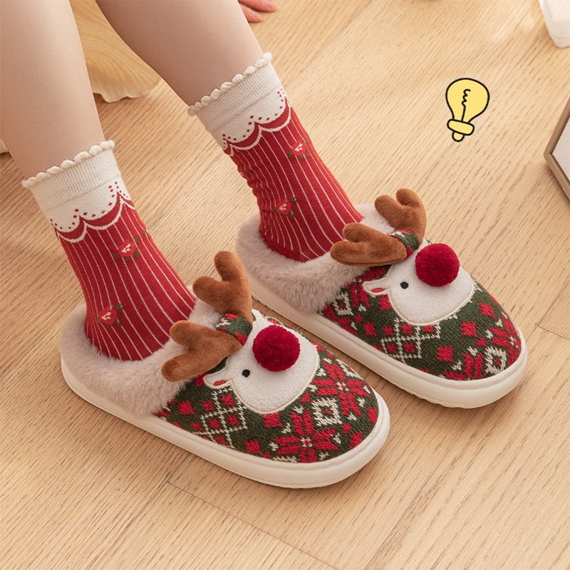 Chaussons Renne de Noël Mignon