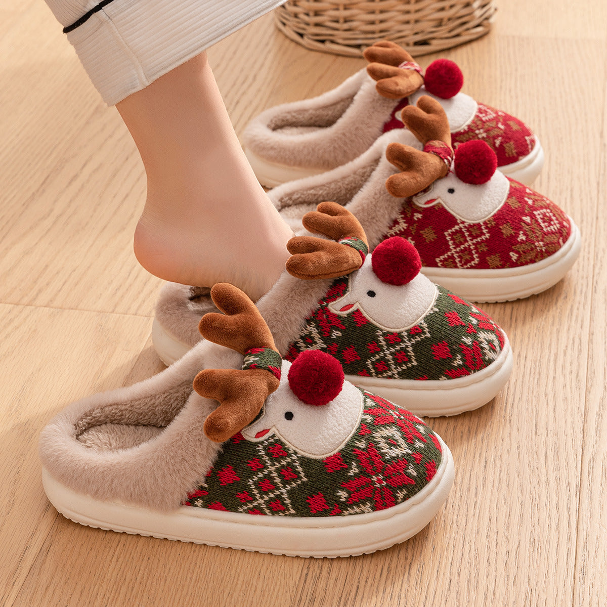 Chaussons Renne de Noël Mignon