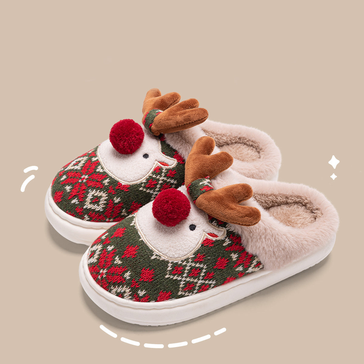 Chaussons Renne de Noël Mignon